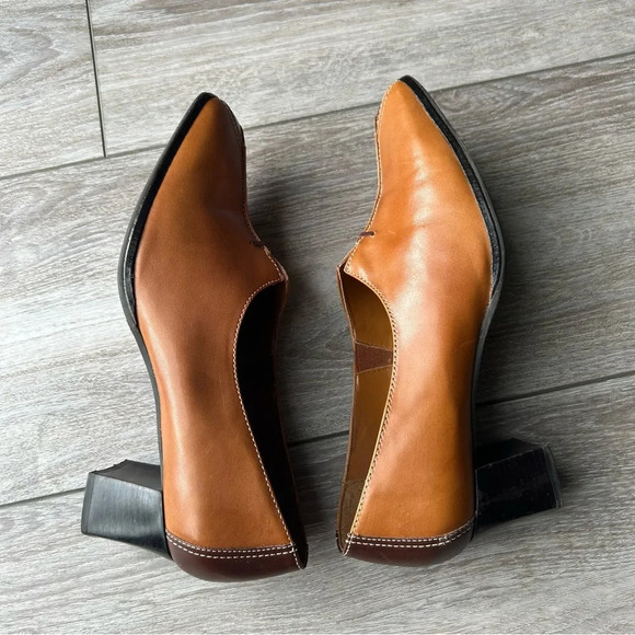 Naturalizer Sylvie Colour Block Square Toe Leather Pumps Loafer - Picture 9 of 14